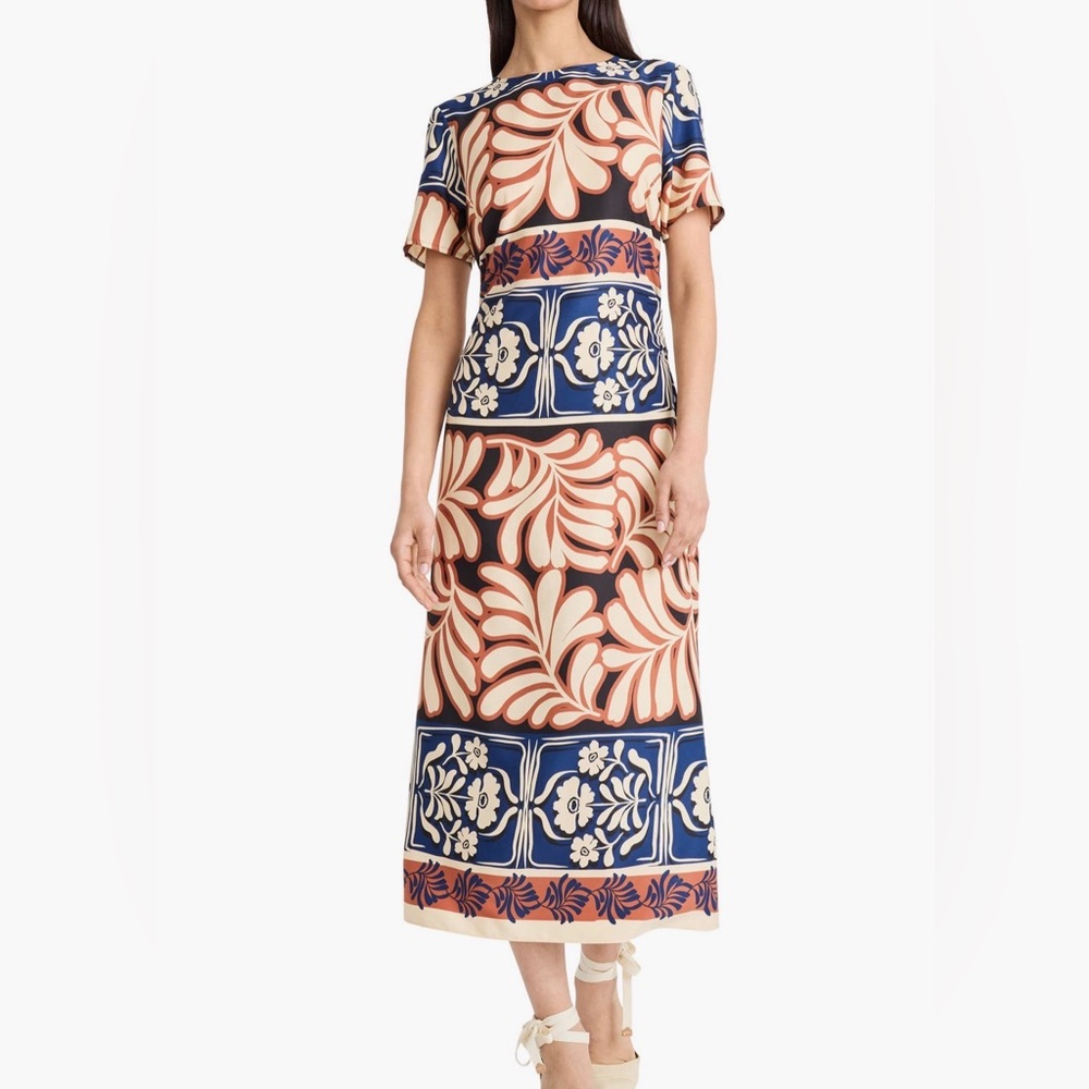 DONNA MORGAN FOR MAGGY Abstract Floral Short Sleeve Maxi Dress